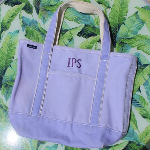 Lands' End Lavender Purple Medium Open Top Canvas Tote Bag Embroidered - Picture 2 of 4